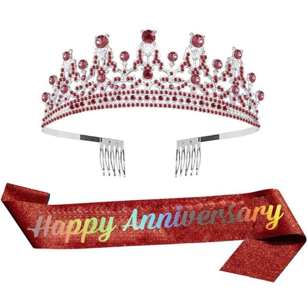 3932 Tiara Anniversary Happy Anniversary Tiara and Sash Set for Celebration